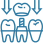Three stylized figures with arrows indicating downward pressure or force applied to them.
