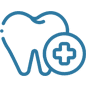 Tooth outline with medical cross symbol, representing dental healthcare or dentist services.