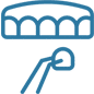 Stick figure reaching up toward an arched building structure with multiple columns.